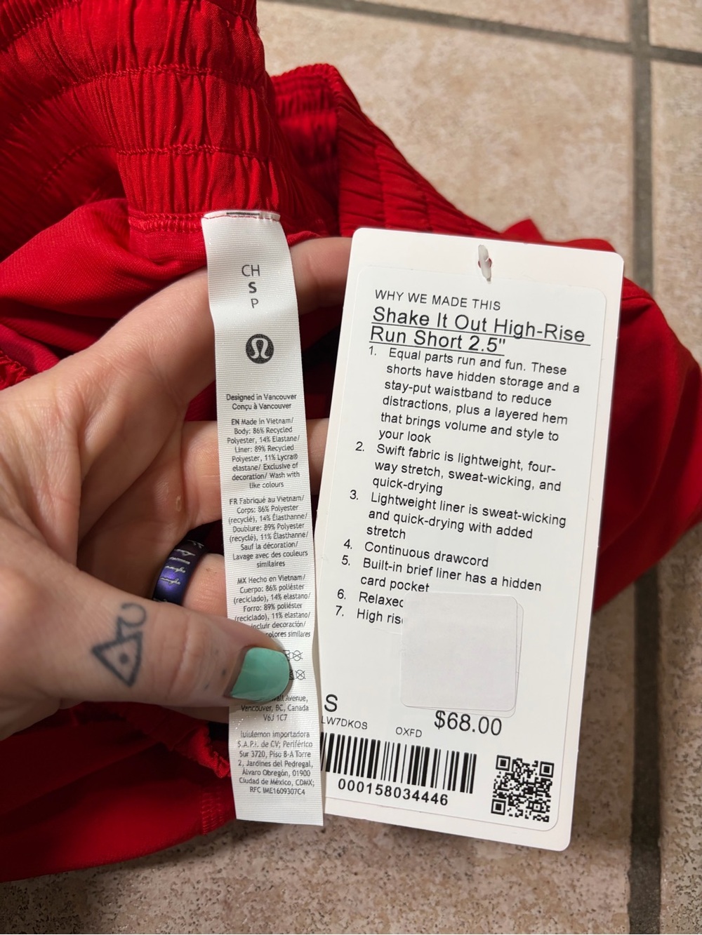 NWT Lululemon Shake It Out High-Rise Running Short 2.5" (Oxford Red) Size S - Picture 5 of 7